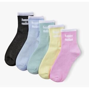 Happy Nation Girls Quarter Socks Multicolor Size Medium 5 Pack